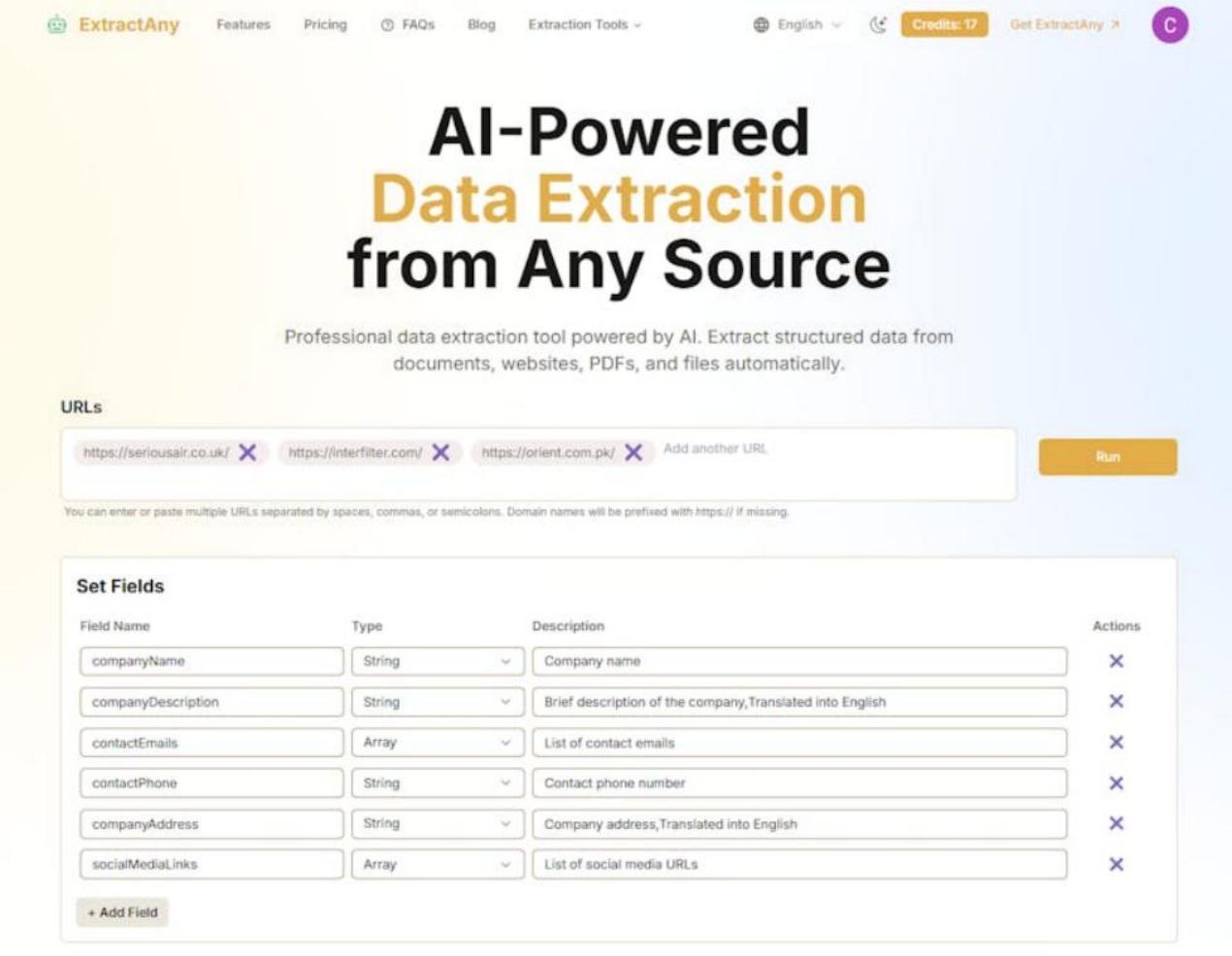 ExtractAny - AI Data Extraction Tool for Structured Data | Firsto