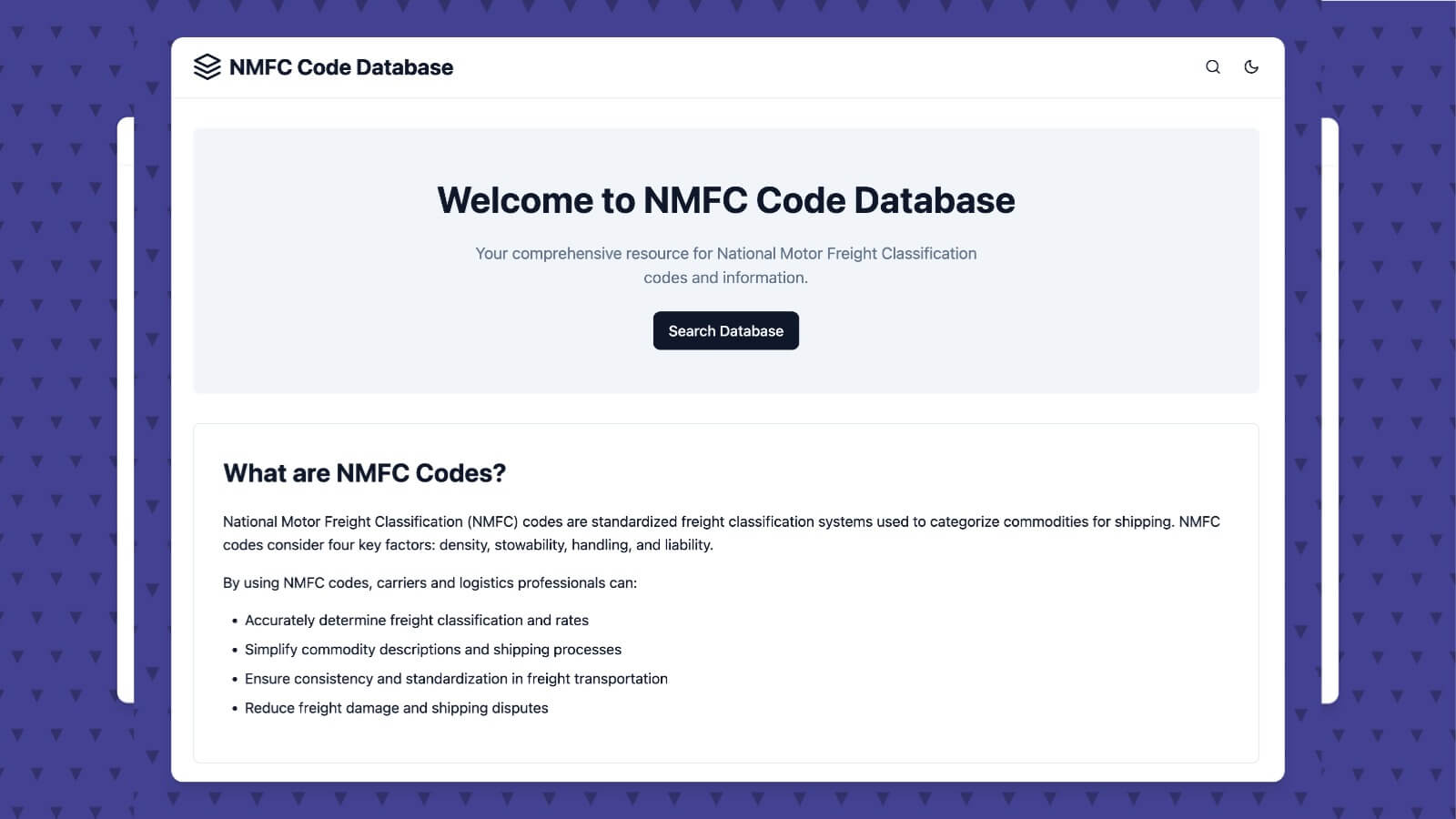 NMFC Code Database - Freight Classification Lookup Tool | Firsto