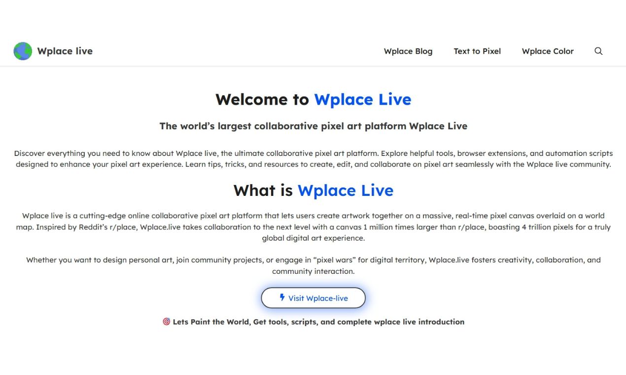 Wplace Live - Collaborative Pixel Art Platform | Firsto